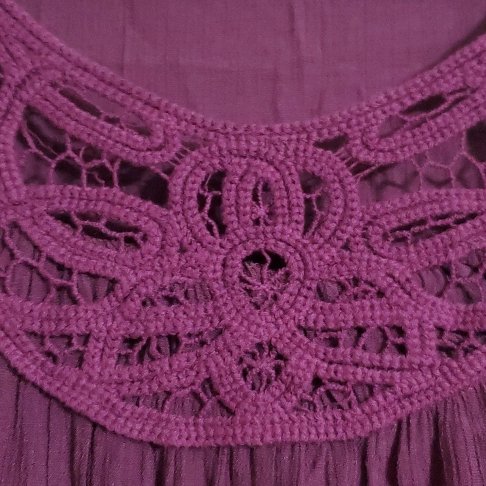 Sonoma Women's Purple Long Sleeve Embroidered Neckline Tunic Size Small - Picture 4 of 10